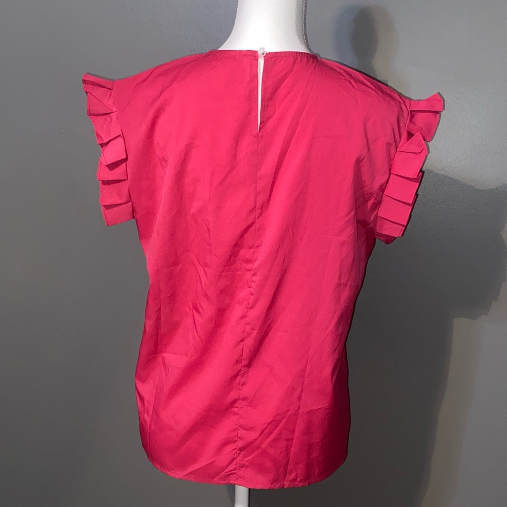 Chic Pink Ruffle Sleeve Blouse - Picture 2 of 6